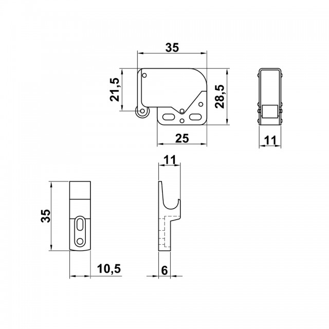 MINI LATCH WITH FRONT CATCH PART / WHITE 